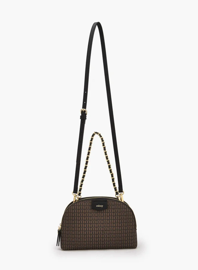 ميسي Monogram Print Crossbody Bag With Detachable Strap